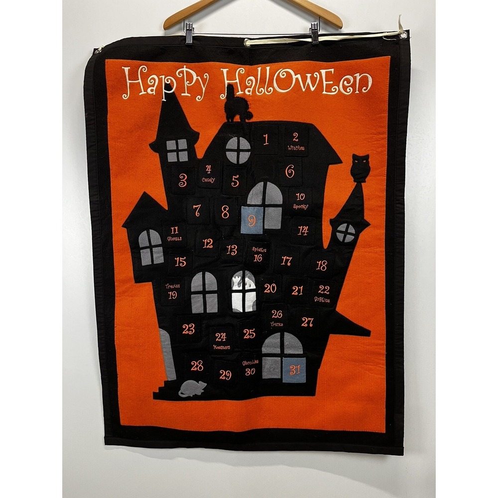 Large Pottery Barn Kids Advent Halloween countdown Calendar Spooky Mansion 42x32